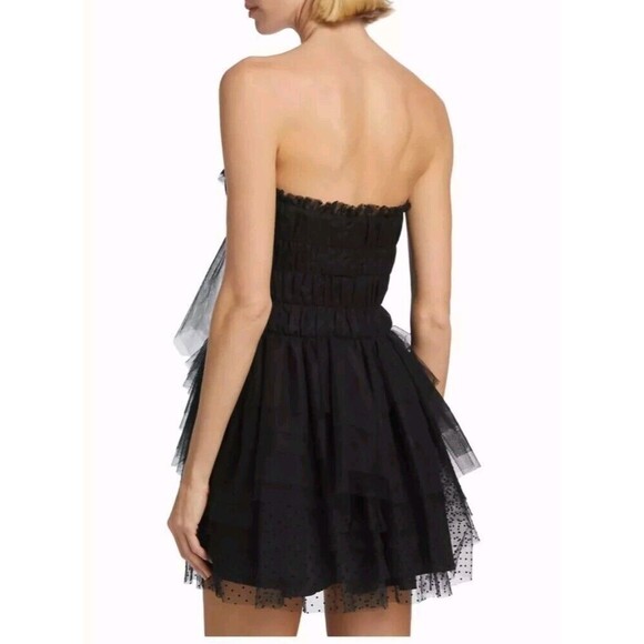 NWT LoveShackFancy Faron Bow Tulle Mini dress Party Cocktail Size 8 Black - Picture 7 of 15